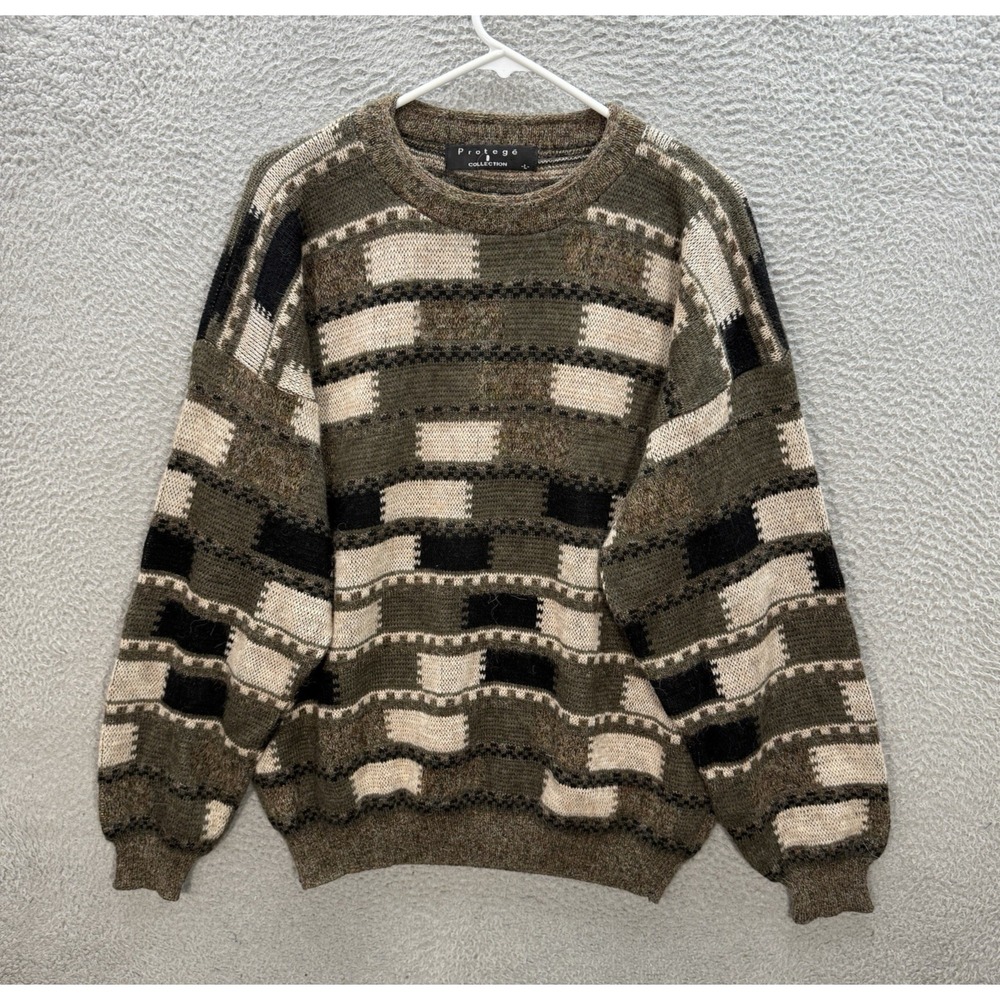 Vintage Protege Sweater Adult Large Multicolor‎ Geometric Knit Crewneck 90s Y2K